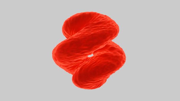 Abstract spinning liquid red spiral transforming with ripples, seamless loop. Design. Colorful unusual water object in rotating motion. - Photo, Image