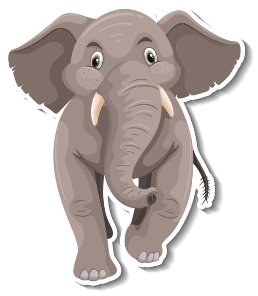 A sticker template of elephant cartoon character illustration - Vector, Image