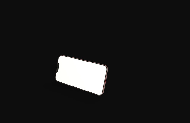 A 3D illustration of a blank smartphone isolated on a black background - Fotografie, Obrázek