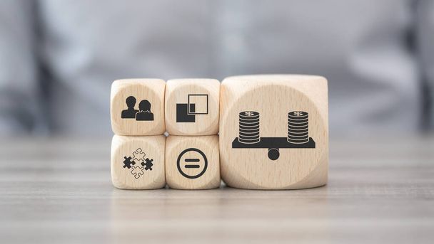 Wooden blocks with symbol of social equality concept - Photo, Image