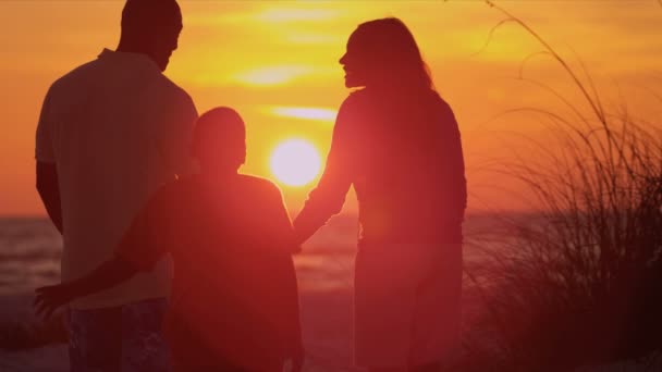 fiú és a szülők a strandon - Felvétel, videó
