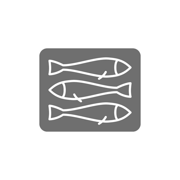Molas, ícone cinzento de peixe. Isolado sobre fundo branco - Vetor, Imagem