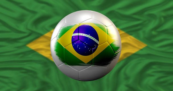 Бразильский флаг и футбольная концепция . - Фото, изображение