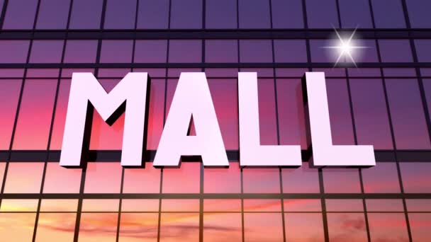 Mall typographisches Konzept - Gebäude und Sonnenreflexion. 3D 4k Animation (3840 x 2160 px)). - Filmmaterial, Video