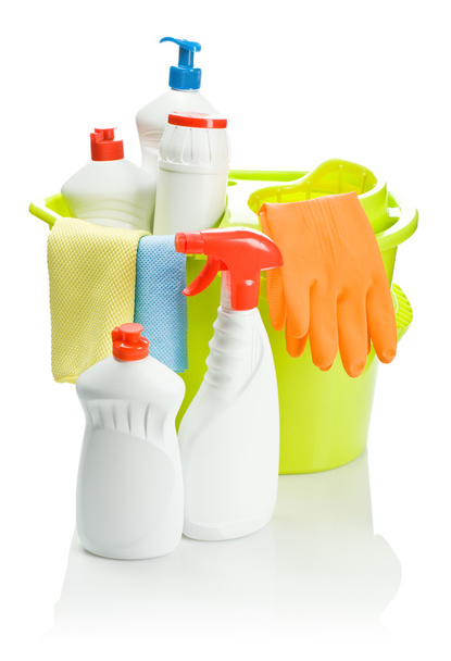 Colored cleaning objects in bucket - Photo, Image