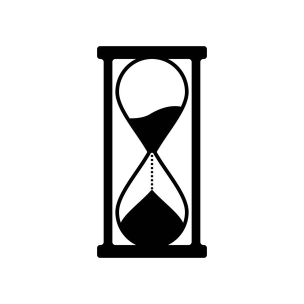 Reloj de arena en negro sobre fondo blanco. Una imagen vectorial. - Vector, Imagen