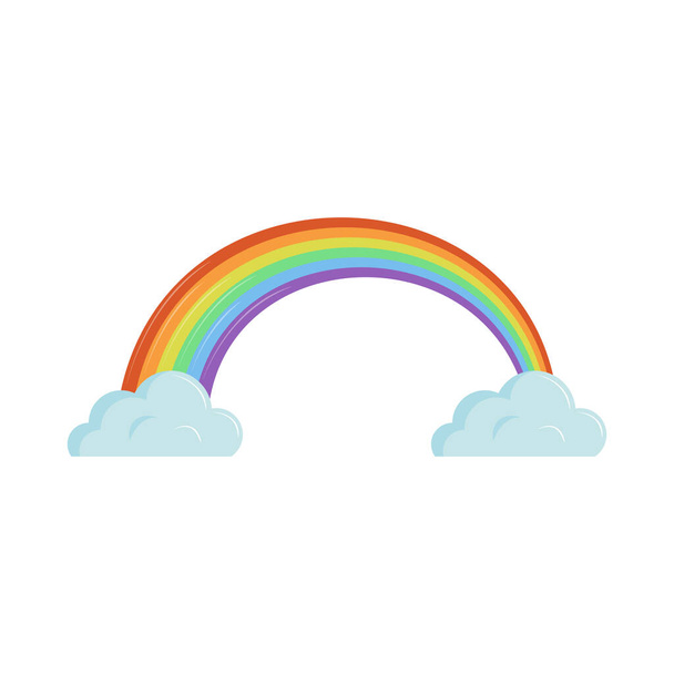 arco-íris colorido e nuvens - Vetor, Imagem