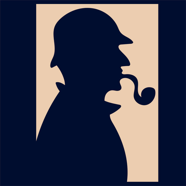 Плакат с Шерлоком Холмсом. Иллюстрация для детектива. Иллюстрация с Шерлоком Холмсом. Бейкер-стрит, 221Б. Лондон. - Вектор,изображение