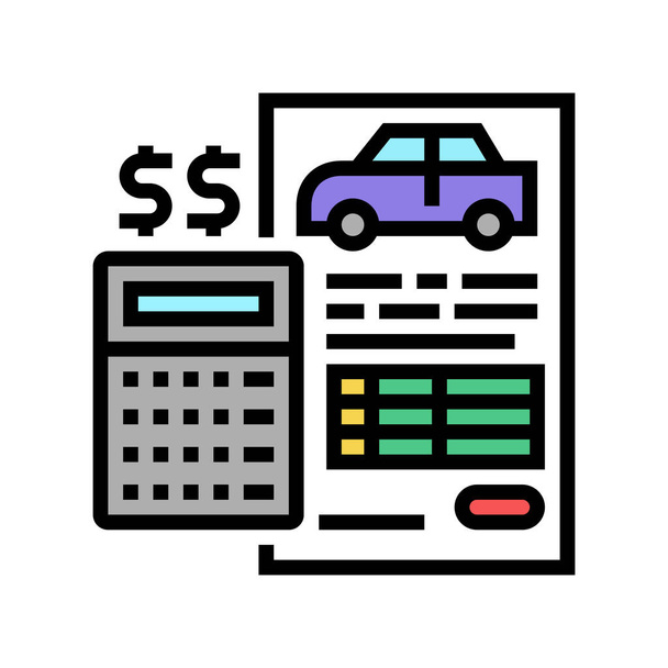 financiación de coches calculadora color icono vector ilustración - Vector, Imagen