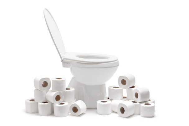 Toilet paper rolls around toilet - Photo, image