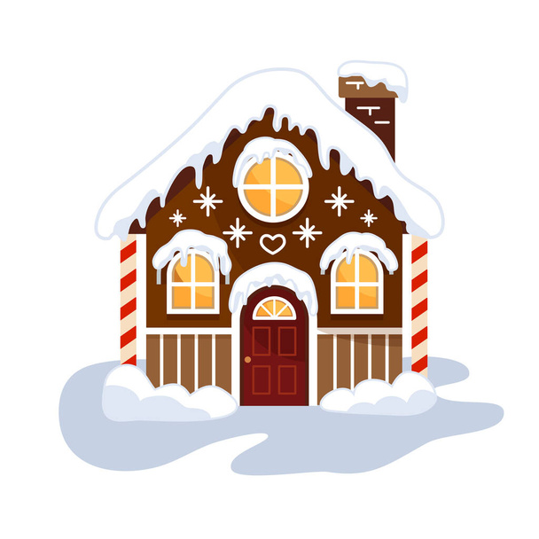 Christmas gingerbread house. A nice and charming little house. Vector, isolated on a white background. - Wektor, obraz