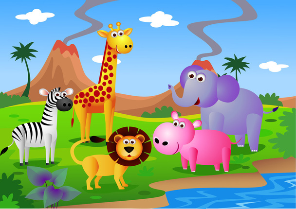 Cartoon safari animal - Vector, Image