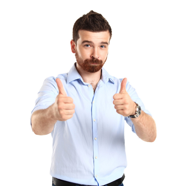 Business man with thumbs up gesture - Foto, afbeelding