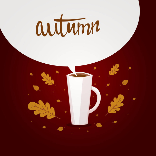 Vector cute autumn illustration with mug hot drink - Vektor, kép