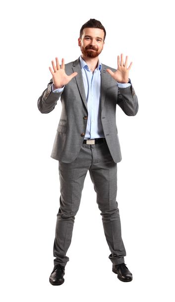 Businessman showing  open hands - Foto, Imagen