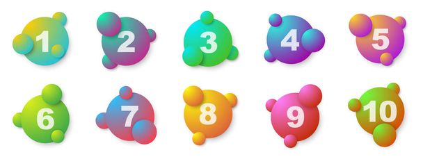Number bullet points 1 to 10. Creative 3d markers set. Vector illustration. - Vector, Image