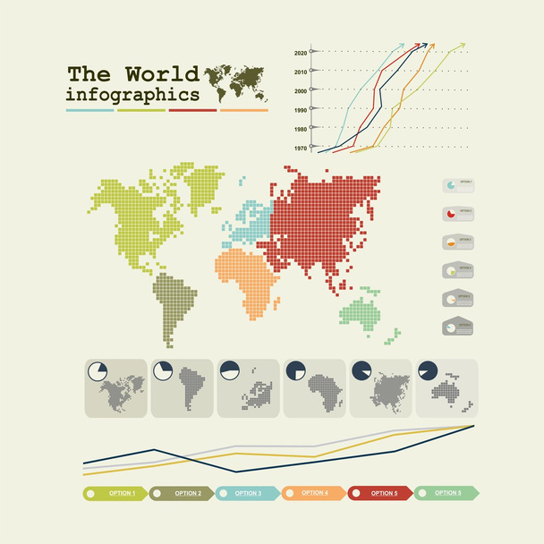 Mapa świata i grafika informacyjna - Wektor, obraz