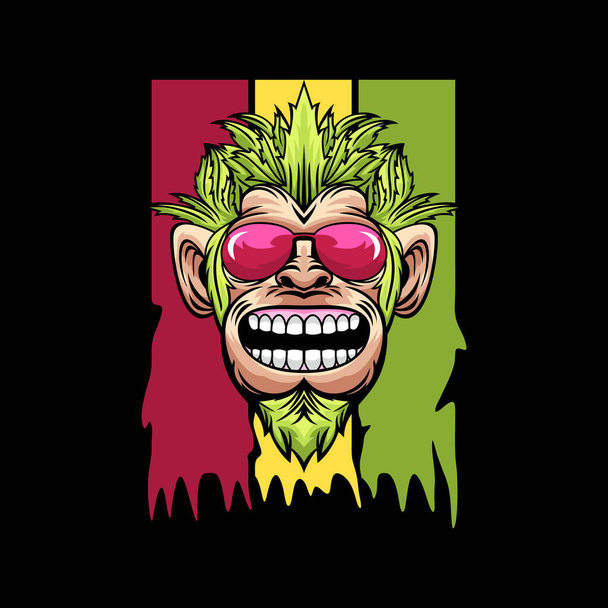 Karakter aap met cannabis concept vector - Vector, afbeelding