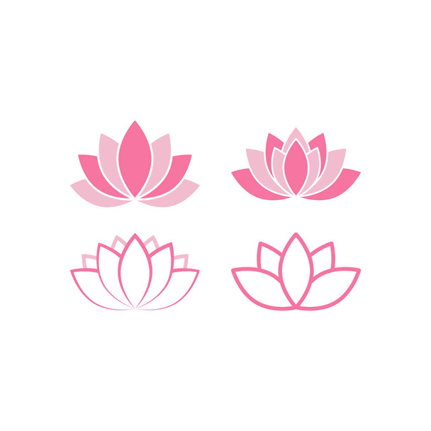 Pink lotus icon set design illustration isolated - Vector, Image