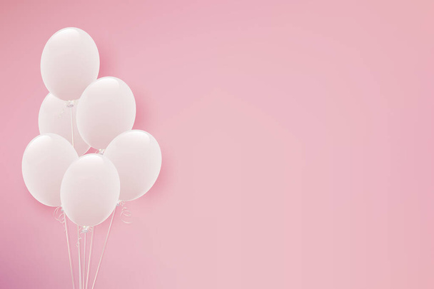 Розовый фон иллюстрации белых воздушных шаров - Вектор,изображение