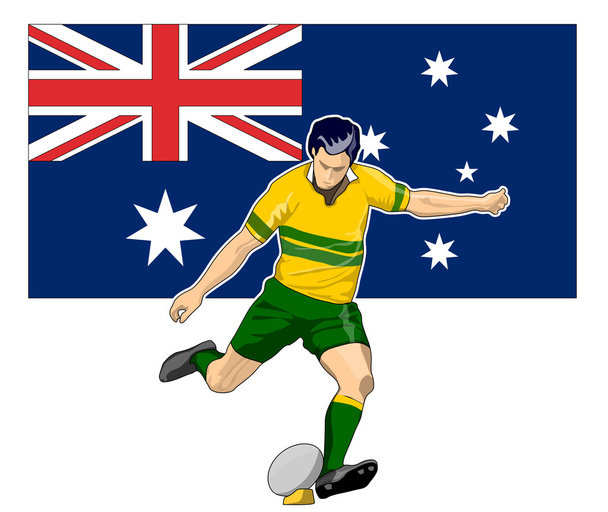 Giocatore di rugby calci bandiera australiana
 - Foto, immagini