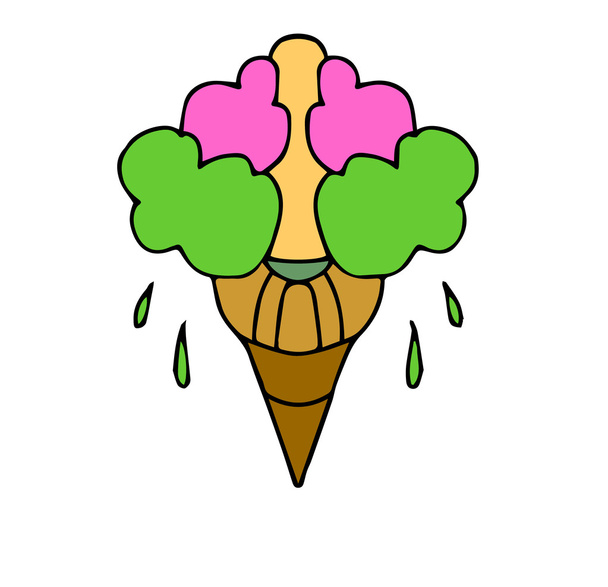 Cone de sorvete em fundo branco
 - Vetor, Imagem