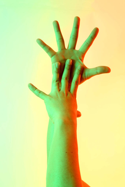 The Human hands posing on the white background. - Foto, Imagem