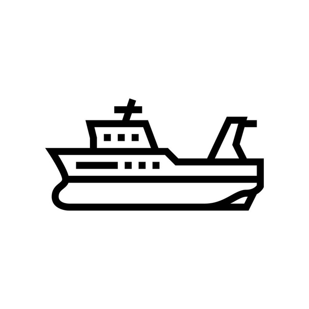 траулер лінія човна значок Векторна ілюстрація
 - Вектор, зображення