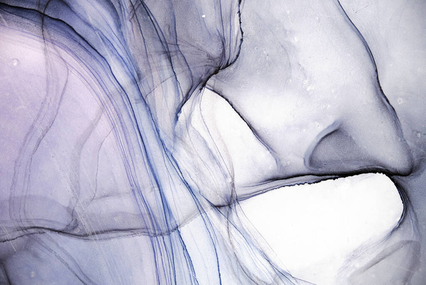 Blau abstrakte Kunst Hintergrund Textur in weiß. zarte Farbflecken auf weißem Papier. Weicher Fokus - Foto, Bild