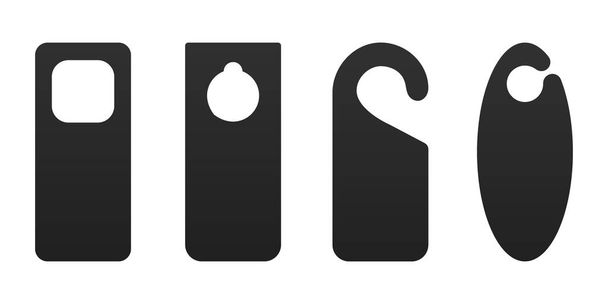 Hotel porta appendino tag modello icona segni impostare stile piatto disegno vettoriale illustrazione. - Vettoriali, immagini
