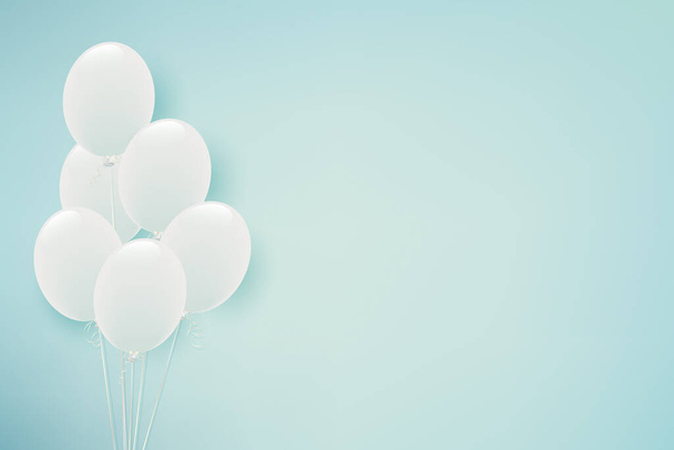 Ανοικτό μπλε φόντο απεικόνιση των λευκών μπαλονιών - Διάνυσμα, εικόνα