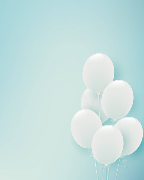 Jasnoniebieskie tło ilustracja białych balonów - Wektor, obraz