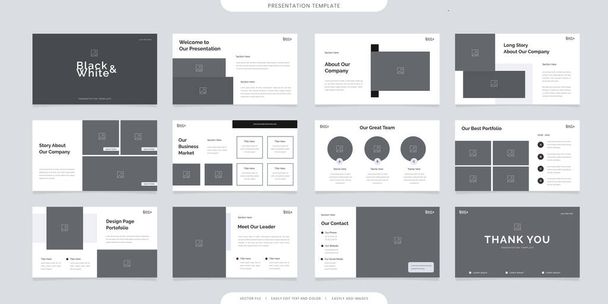 minimalist presentation templates or corporate booklet. Use in flyer and leaflet, marketing banner, advertising brochure, annual report or website slider. black and white color company profile vector - Vector, Image