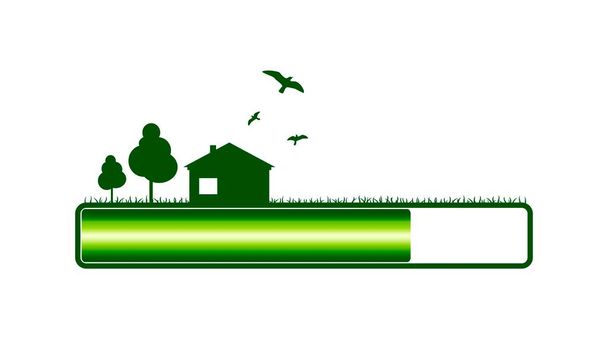 Progress or loading bar with trees and house - Vecteur, image