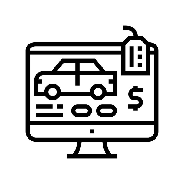 auto kopen online lijn pictogram vector illustratie - Vector, afbeelding