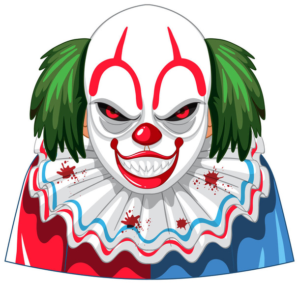 Visage de clown effrayant sur fond blanc illustration - Vecteur, image