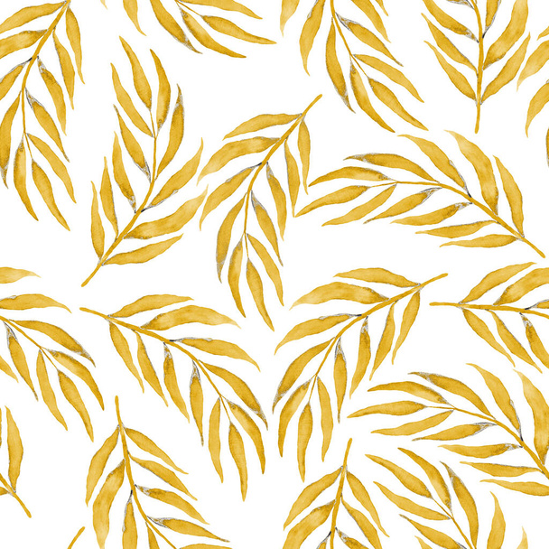 Watercolor seamless pattern with vintage leaves. Beautiful botanical print with colorful foliage for decorative design. Bright spring or summer background. Vintage wedding decor. Textile design. - Foto, Imagem