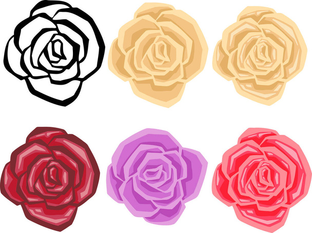 Rose symbol icon line silhouette - Vettoriali, immagini
