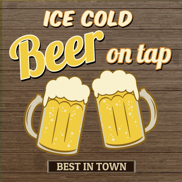 Cerveza fría en el diseño del cartel del grifo
 - Vector, Imagen