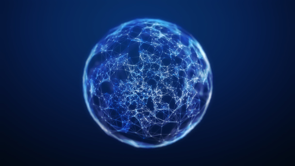 Blue Plexus Sphere Wire-frame Technology Background. 3D rendering. - Photo, Image
