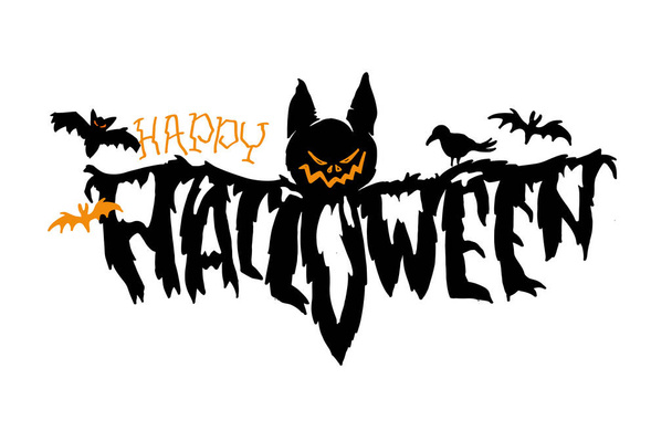 Happy halloween - cute hand drawn doodle lettering label. Halloween party - Trick or Treat. Lettering art for poster, web, banner, t-shirt design. - Vektor, obrázek