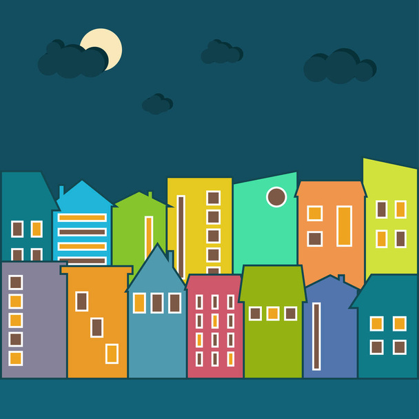 Ciudad colorida, apartamentos y casas en venta / alquiler. Inmobiliaria - Vector, imagen