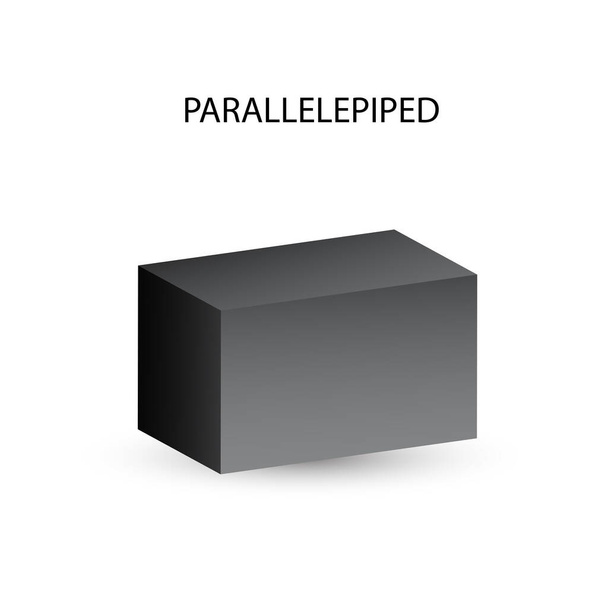 black parallelepiped with gradients and shadow for game, icon, package design, logo, mobile, ui, web, education. 3D parallelepiped on a white background. Geometric figures for your design - Photo, Image
