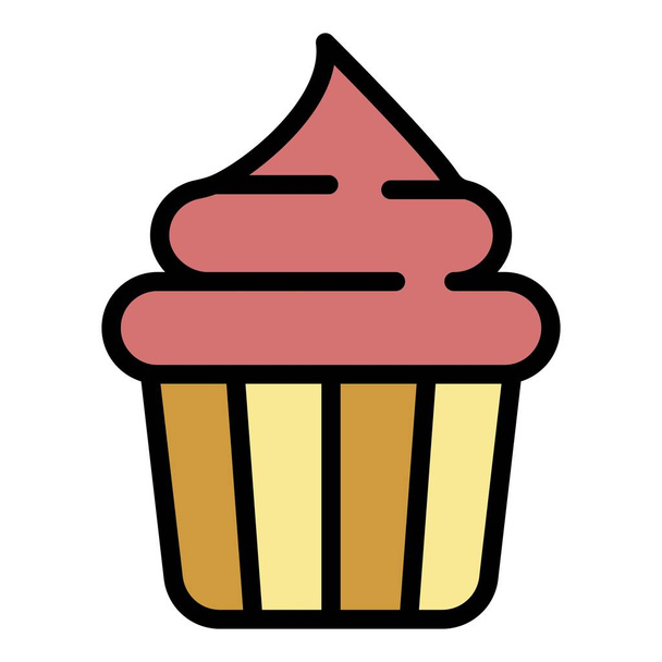 Cupcake icon color outline vector - Vektor, kép