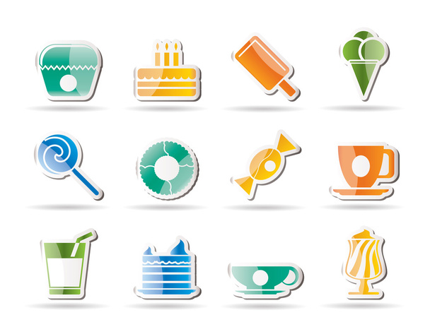 Sweet food and confectionery icons - Vetor, Imagem