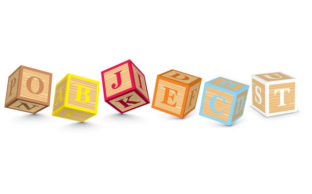 Word OBJECT written with alphabet blocks - Vector, Image