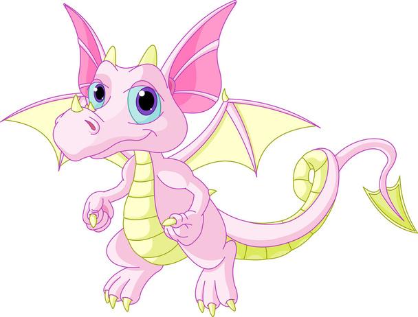 Cartoon baby dragon - Vektör, Görsel