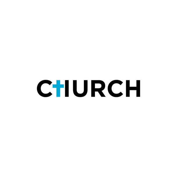 Çapraz simge basit illüstrasyon vektör tasarımlı kilise ilk harf logosu izole edilmiş beyaz arkaplan - Vektör, Görsel