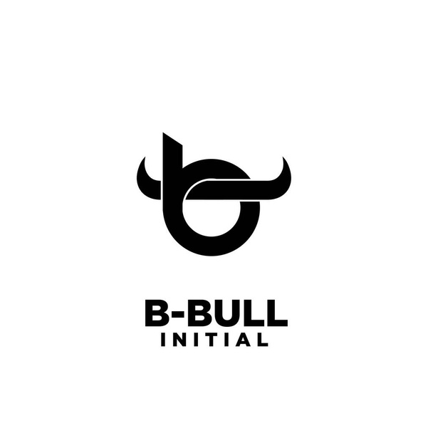 大きな雄牛の角の頭の最初の文字bのロゴのアイコンのデザインベクトルのイラスト白い背景 - ベクター画像