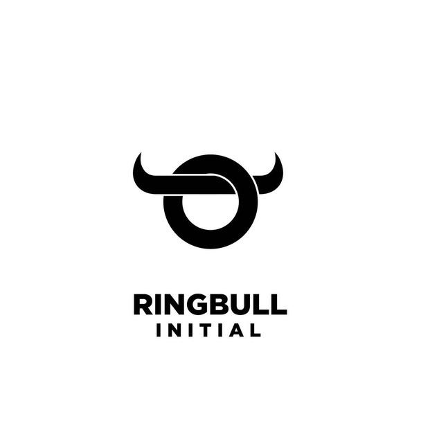 pierścień byk róg głowa pierścień nos początkowa litera o logo ikona projekt wektor ilustracja biały tło - Wektor, obraz